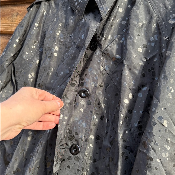 Fendi 365 Black Textured Coat lightweight trench vintage belted - Picture 4 of 5